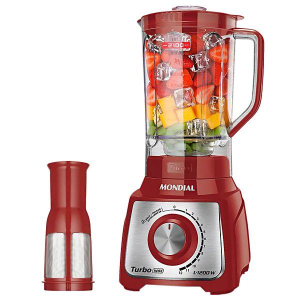 Imagem de Liquidificador Mondial Turbo Inox L-1200 Ri 1.200 Watts 12 Velocidades + Pulsar 220V ~ 50/60 HZ - Vermelho/Prata