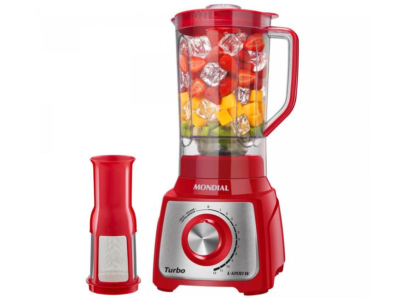 Liquidificador Mondial Turbo Inox L-1200 RI com Filtro 12 Velocidades 1200W Vermelho Liquidificador Mondial Turbo Inox L-1200 RI com Filtro 12 Velocidades 1200W Vermelho