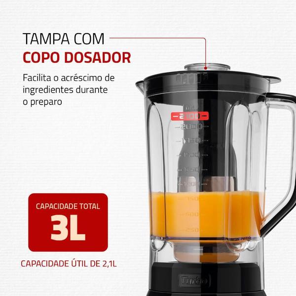 Imagem de Liquidificador Mondial Turbo Inox L-1200BI 1200W - Preto