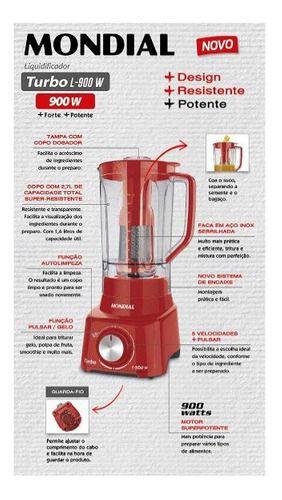 Imagem de Liquidificador Mondial Turbo L-900 2,7 L Filtro 05 Vel 220v