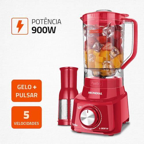 Imagem de Liquidificador Mondial Turbo L900 Vermelho 900W com 5 Velocidades