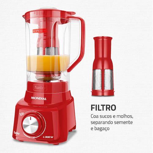 Imagem de Liquidificador Mondial Turbo L900 Vermelho 900W com 5 Velocidades