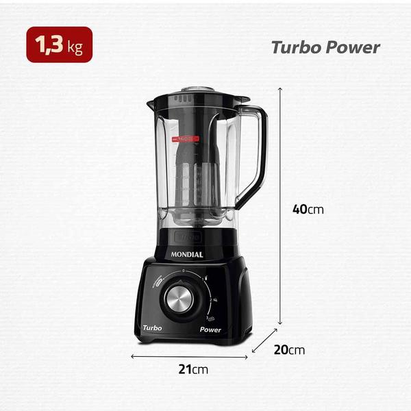 Imagem de Liquidificador Mondial Turbo Power 2,2L  3 Velocidades com Jarra e Filtro 500W