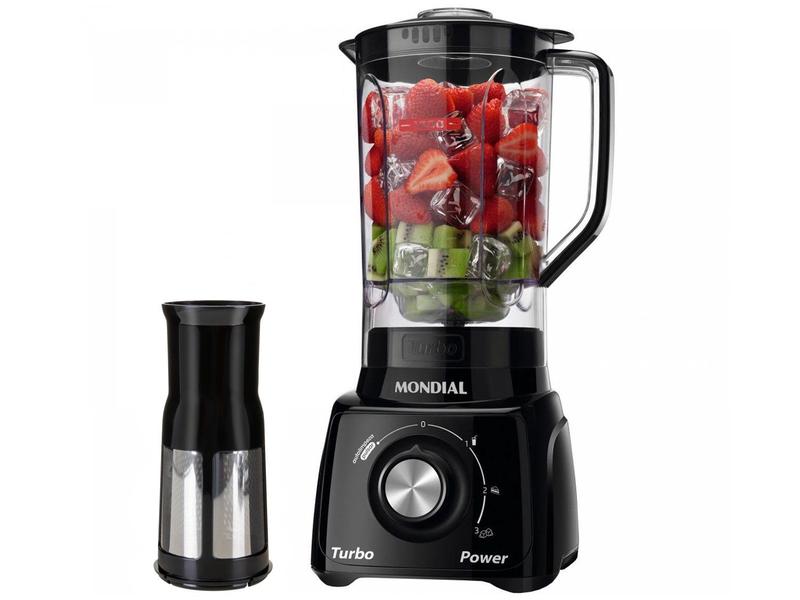 Liquidificador Mondial Turbo Power L-99 FB Preto com Filtro 3 Velocidades 550W Liquidificador Mondial Turbo Power L-99 FB Preto com Filtro 3 Velocidades 550W