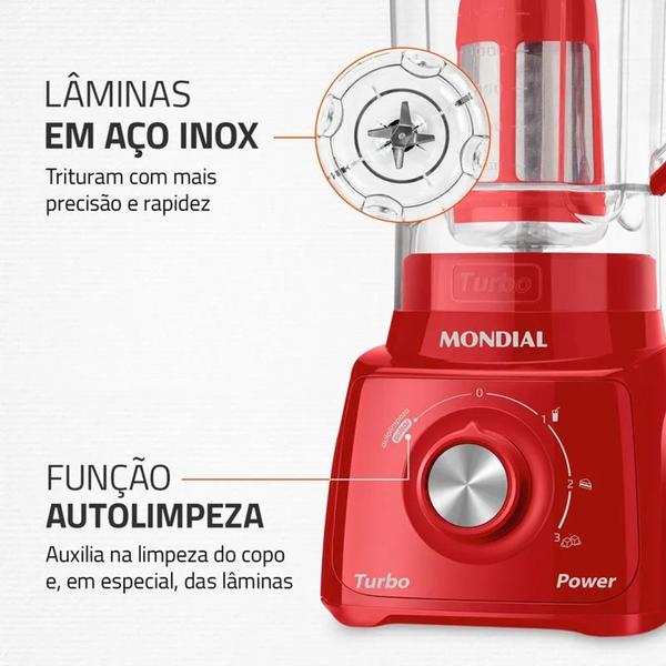 Imagem de Liquidificador Mondial Turbo Power L-99-FR 550W 110V Vermelho