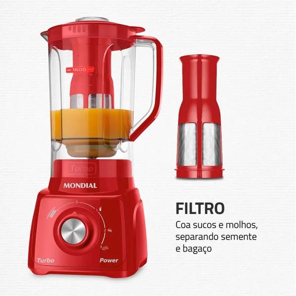 Imagem de Liquidificador Mondial Turbo Power L-99-FR 550W 110V Vermelho