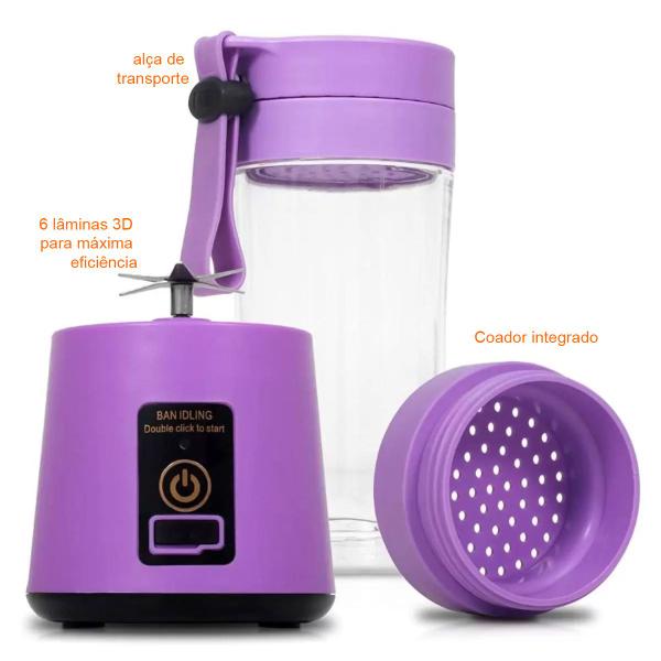Liquidificador Portáti Mixer Juice Usb Recarregável 6 Lâmina - ELLO Imagem de Liquidificador Portáti Mixer Juice Usb Recarregável 6 Lâmina