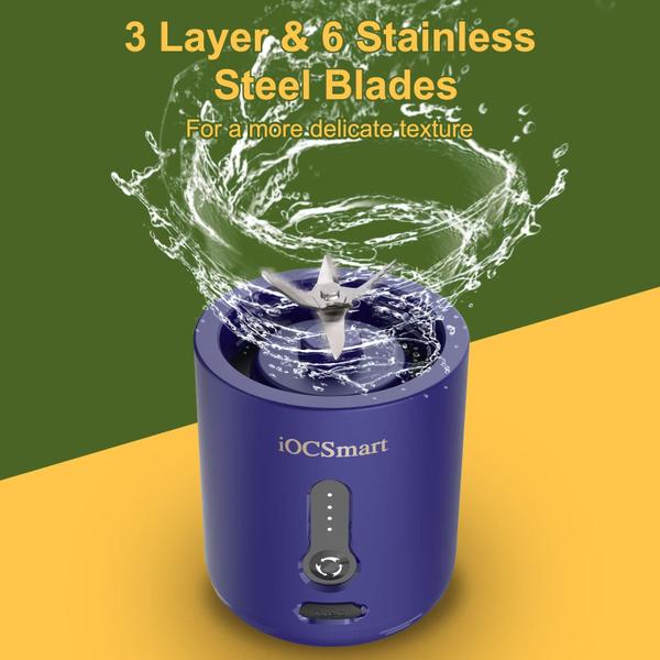 Liquidificador portátil IOCsmart para batidos/smoothies 530ml azul Imagem de Liquidificador portátil IOCsmart para batidos/smoothies 530ml azul
