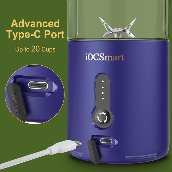 Liquidificador portátil IOCsmart para batidos/smoothies 530ml azul Imagem de Liquidificador portátil IOCsmart para batidos/smoothies 530ml azul