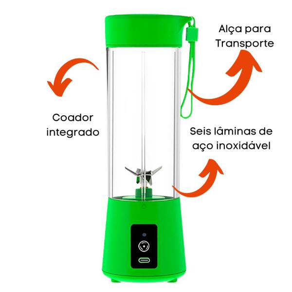 Imagem de Liquidificador Portátil Juice Cup USB 6 Lâminas Verde