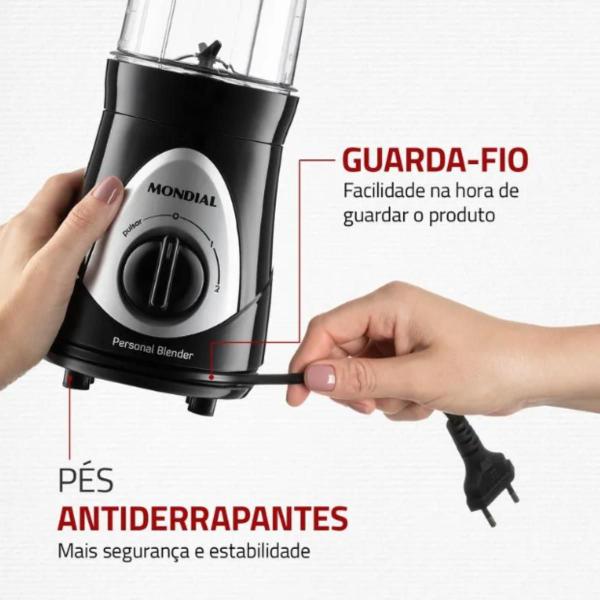 Imagem de Liquidificador Portátil Mondial Personal Blender DG01 110V Potente 300W Vitaminas Sucos 2 Copos