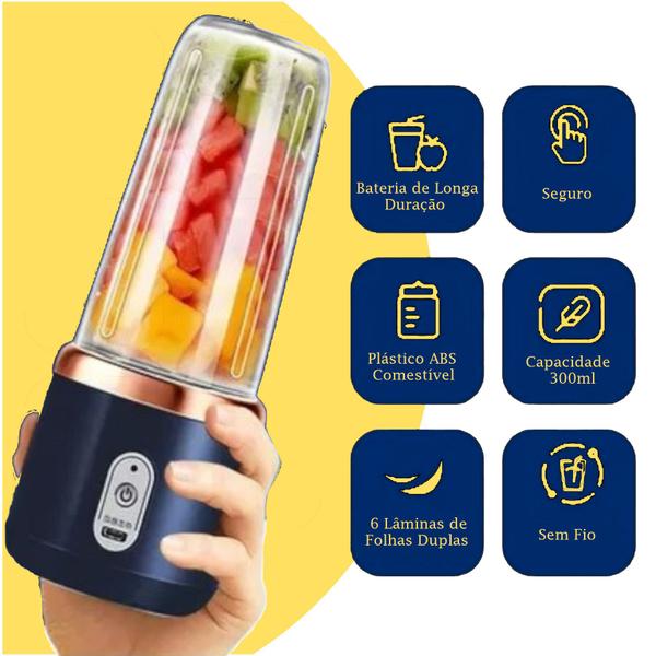 Liquidificador Portátil Recarregável Mixer Whey Academia Exercício Camping Passeio Trabalho Vitamina Shake Suco Imagem de Liquidificador Portátil Recarregável Mixer Whey Academia Exercício Camping Passeio Trabalho Vitamina Shake Suco
