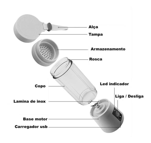 Imagem de Liquidificador Portátil Usb Shakeira Eletrica Shake Juice