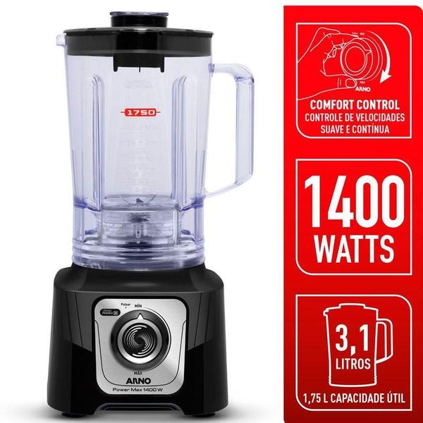 Imagem de Liquidificador Power Max 1400W 3,1L Arno Preto 110V