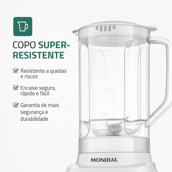 Imagem de Liquidificador Pratic Power Mondial Branco 550W 220V