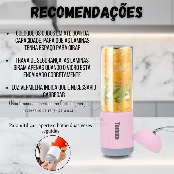 Liquidificador Recarregável Usb Portátil Com Lâminas Potente - Star Capas E Acessórios Imagem de Liquidificador Recarregável Usb Portátil Com Lâminas Potente