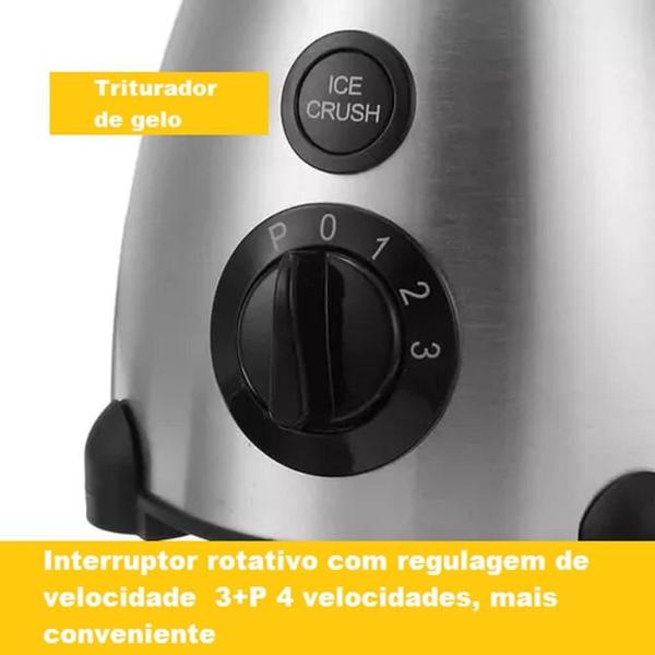 Imagem de Liquidificador Triturador De Alimentos 2 Em 1 Jarra De Vidro