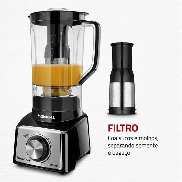 Imagem de Liquidificador Turbo Mondial  Black Inox L-1000 BI