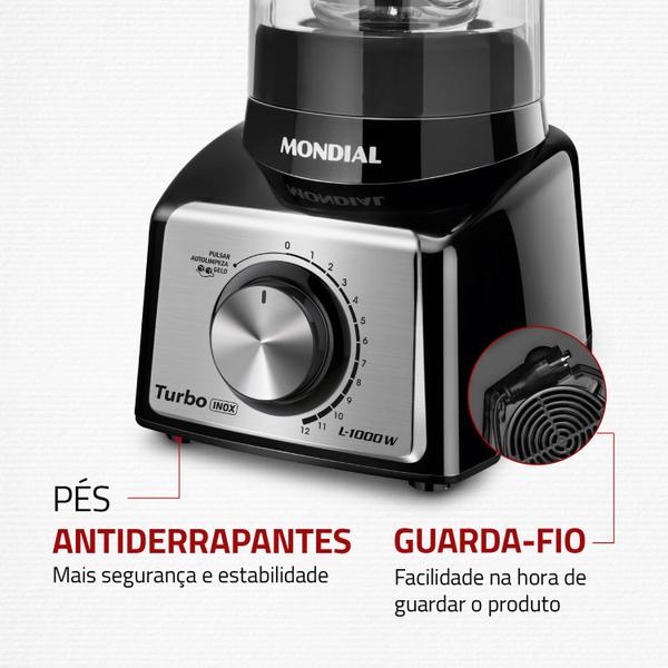 Imagem de Liquidificador Turbo Mondial  Black Inox L-1000 BI