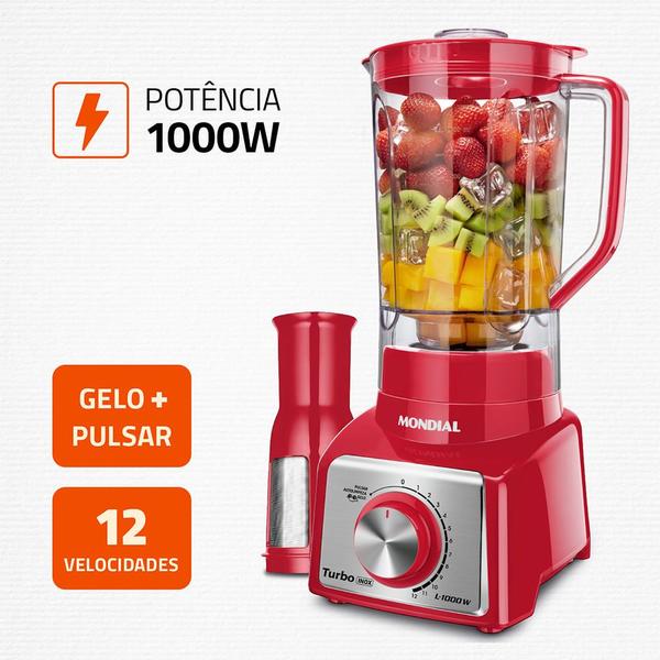 Imagem de Liquidificador Turbo Mondial  Inox Red L-1000 RI