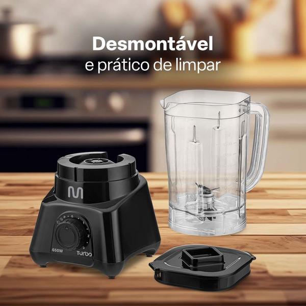 Imagem de Liquidificador Turbo Preto 2,3L 3 Velocidades 650W 127V Multi Home - LQ651