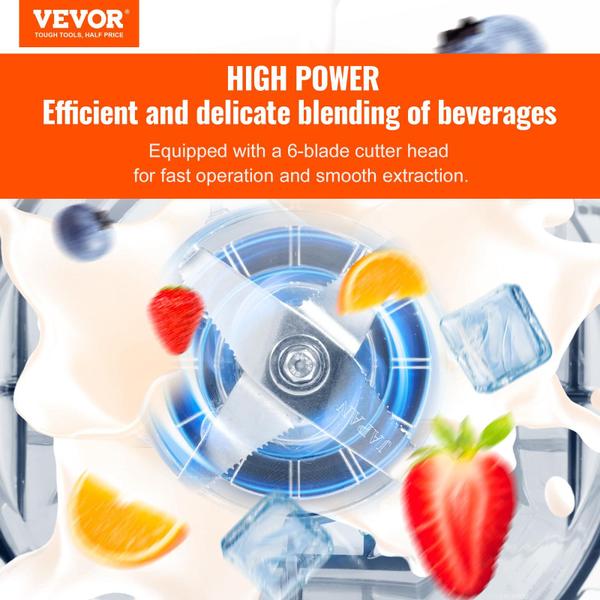 Imagem de Liquidificador VEVOR Professional Commercial 2L 2200W 9 Velocidades Branco