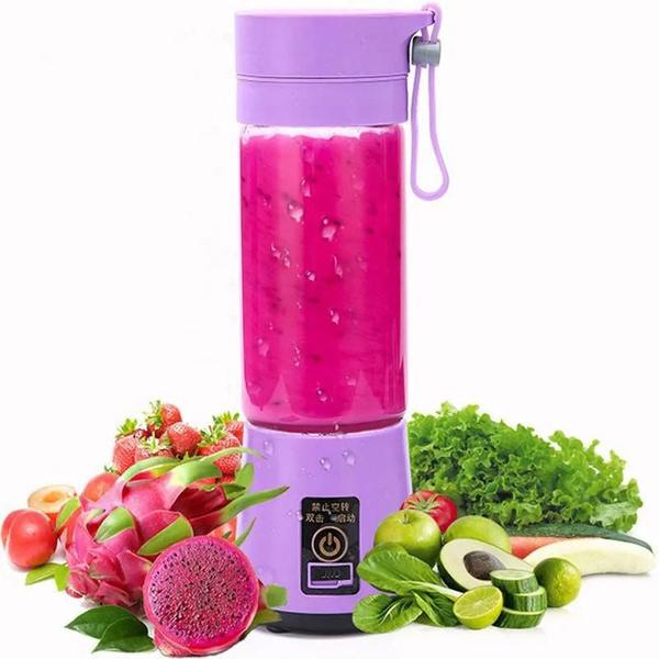 Imagem de Liquidificadores elétricos portáteis de suco de frutas, verão pessoal, mini garrafa, casa, usb, 6 lâminas espremedor, co