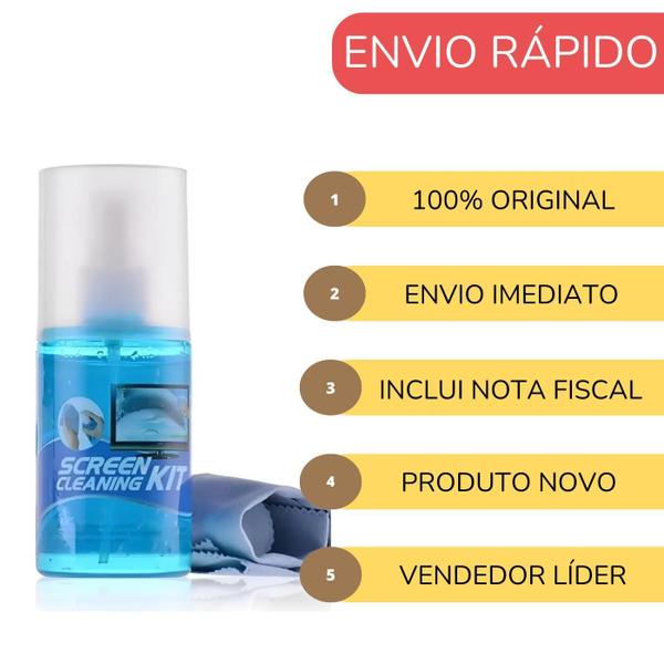 Imagem de Liquido Limpa Tela Monitor Notebook 200 Ml + Pano Kit 10 Pçs