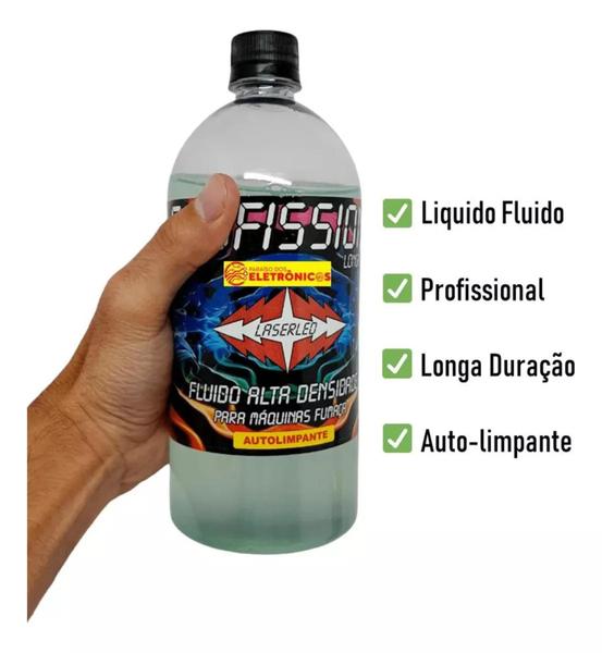 Imagem de Liquido Profissional Para Maquina de Fumaça Fluido Alta Densidade Aroma  1Litro MORANGO LASERLED