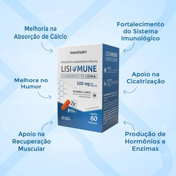 Imagem de Lisimune Cloridrato de Lisina + Zinco 60 Cápsulas Maxinutri