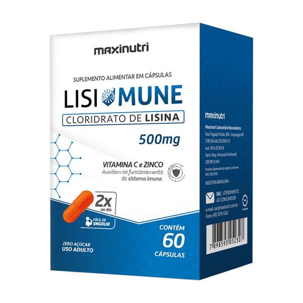 Imagem de Lisimune Lisina Vitamina C Zinco 60 Capsulas Maxinutri