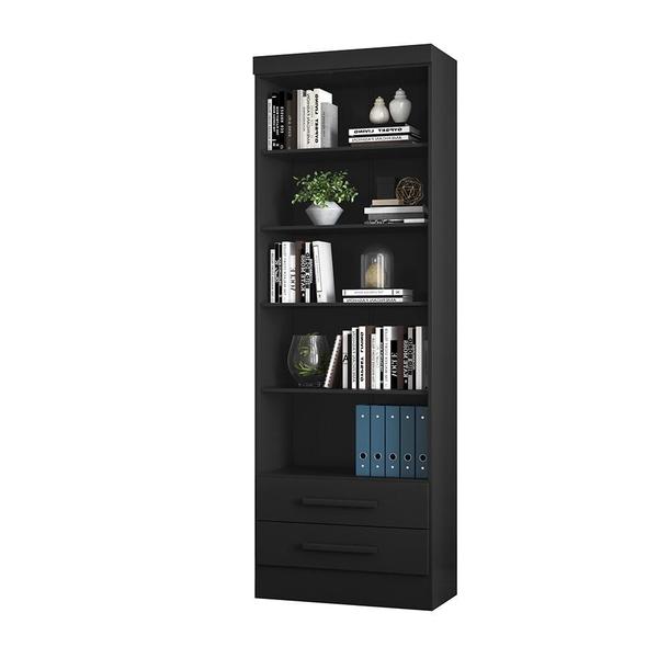 Imagem de Livreiro Multiuso com 2 Gavetas Preto Fosco Kit com 3 - FdECOR