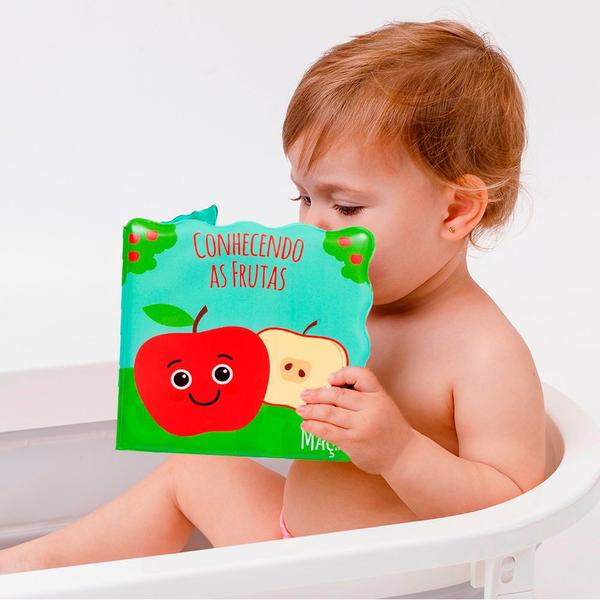 Livrinho Infantil de Banho Conhecendo As Frutas Buba Imagem de Livrinho Infantil de Banho Conhecendo As Frutas Buba