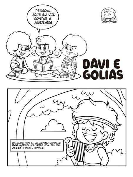 Imagem de Livro - 3 Palavrinhas - História em Quadrinhos para Colorir - Volume 4: Davi e Golias