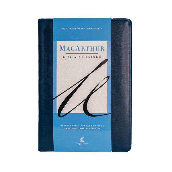 Imagem de Livro - Bíblia de Estudo MacArthur, NVI, Couro Soft, Azul, Leitura Perfeita