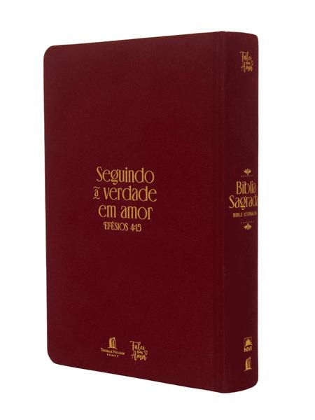 Imagem de Livro - Bíblia NVI Bible Journaling, tecido vinho sobre capa dura, com espaço para anotações, Leitura Perfeita, Falei com Amor