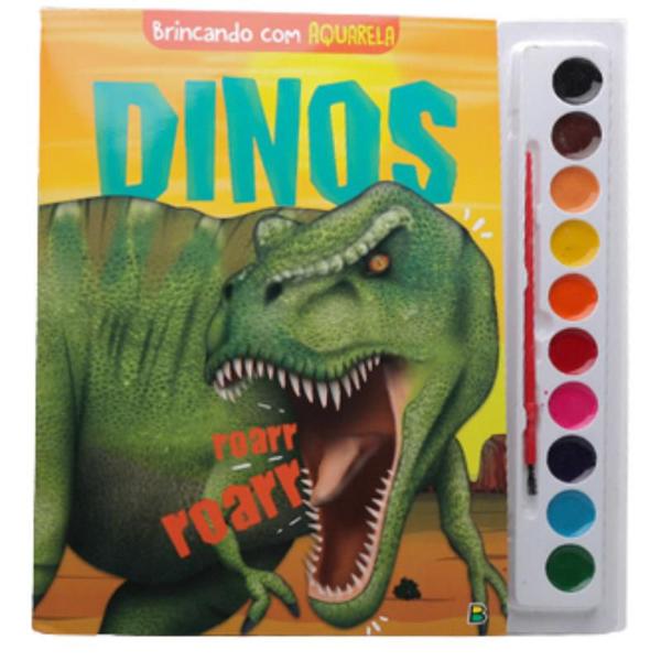 Imagem de Livro Brincando com Aquarela | Dinos | Brasileitura Crianças Filhos Infantil Desenho História Brincar Pintar Colorir - Igreja Cristã Amigo Evangélico