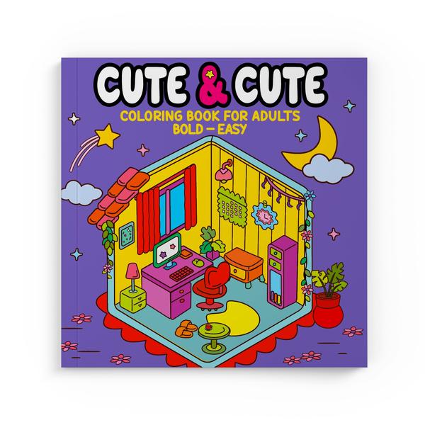 Imagem de Livro - Coleção Cute & Cute Coloring Book for Adults - Bold Easy - Kit com 2 Livros de Colorir Adulto