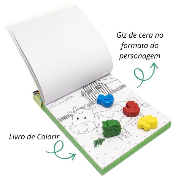 Imagem de Livro Colorir Infantil c/ Giz de Cera e Desenhos Divertidos