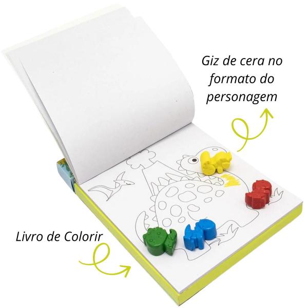 Imagem de Livro Colorir Infantil c/ Giz de Cera e Desenhos Divertidos