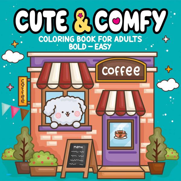 Imagem de Livro - Cute & Comfy Coloring Book for Adults - Bold Easy - Livro de Colorir Adulto