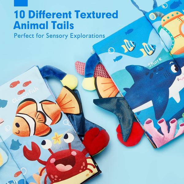 Imagem de Livro de bebê Marine Tails de 0 a 12 meses com alça suspensa