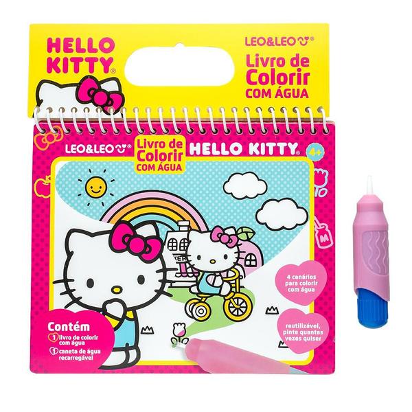 Imagem de Livro de colorir com água hello kitty - oppbag c/ 1 und 4 páginas + pincel - leo&leo