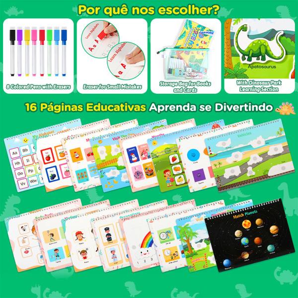 Imagem de Livro de Montessori Sensorial Atividades de Aprendizado em Inglês Para Crianças Caderno Cards 16 temas