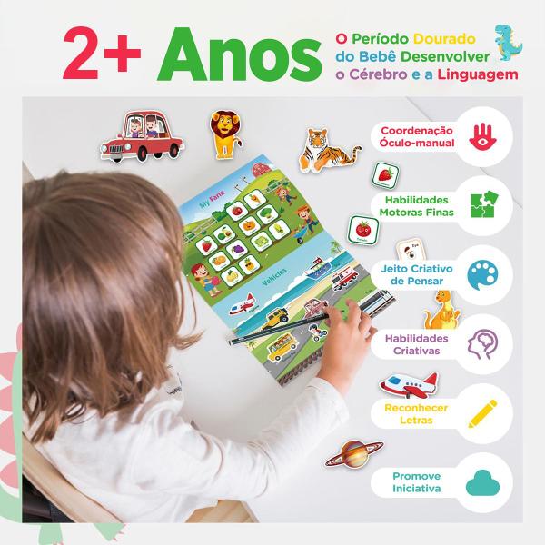 Imagem de Livro de Montessori Sensorial Atividades de Aprendizado em Inglês Para Crianças Caderno Cards 16 temas