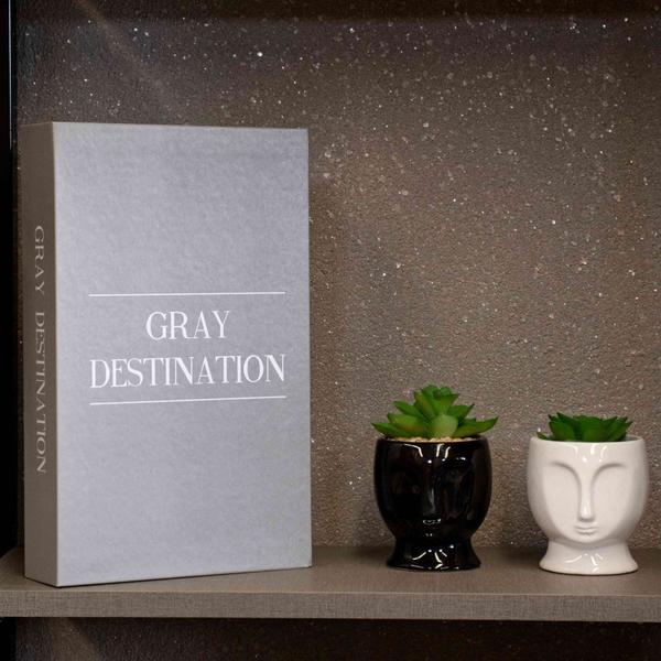 Imagem de Livro Decorativo de Papel "Gray Destination Cinza" 27x14x5 cm -D'Rossi