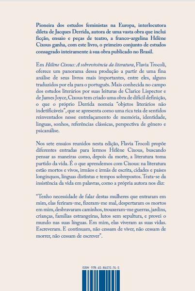 Imagem de Livro - Hélène Cixous: a sobrevivência da literatura