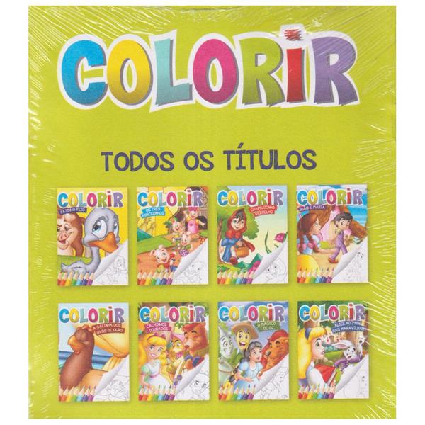 Imagem de Livro Infantil Contos Classicos Para Ler E Colorir (40 Volumes com repetições + 5 Caixa Lápis De Cor) Ideal Lembrancinha