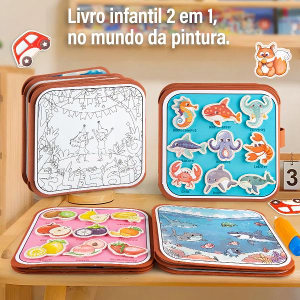 Imagem de Livro Infantil Educativo de Pintar Mágico Montessori Sensorial Brinquedos Infantil Livro de Pintura Desenho para Colorir