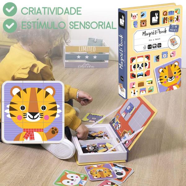 Imagem de Livro Infantil Magnetico Misture e Combine Animais 80 pc Janod